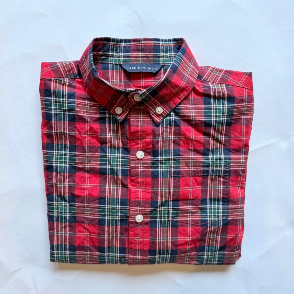 Janie and Jack Red and Blue Plaid Casual Shirt